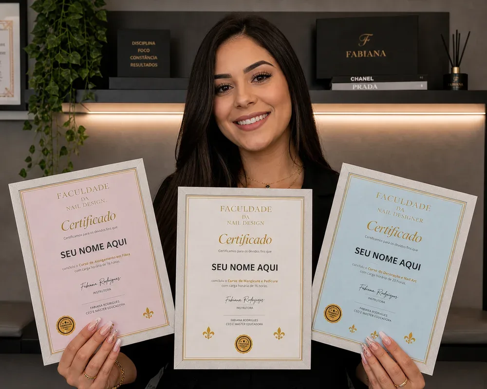 3 Certificados Nail Designer Fabiana Rodrigues